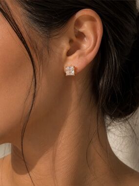 18K Gold Plated Cubic Zirconia Stud Earrings